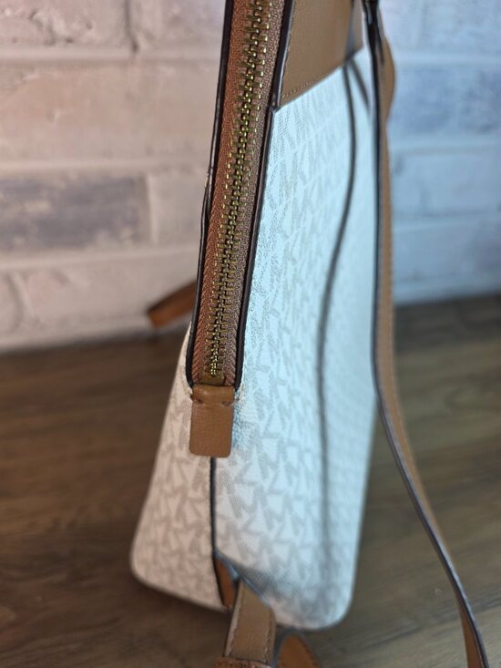Michael Kors Abbey Erin Signature MK Vanilla Brown Backpack Purse main image 8